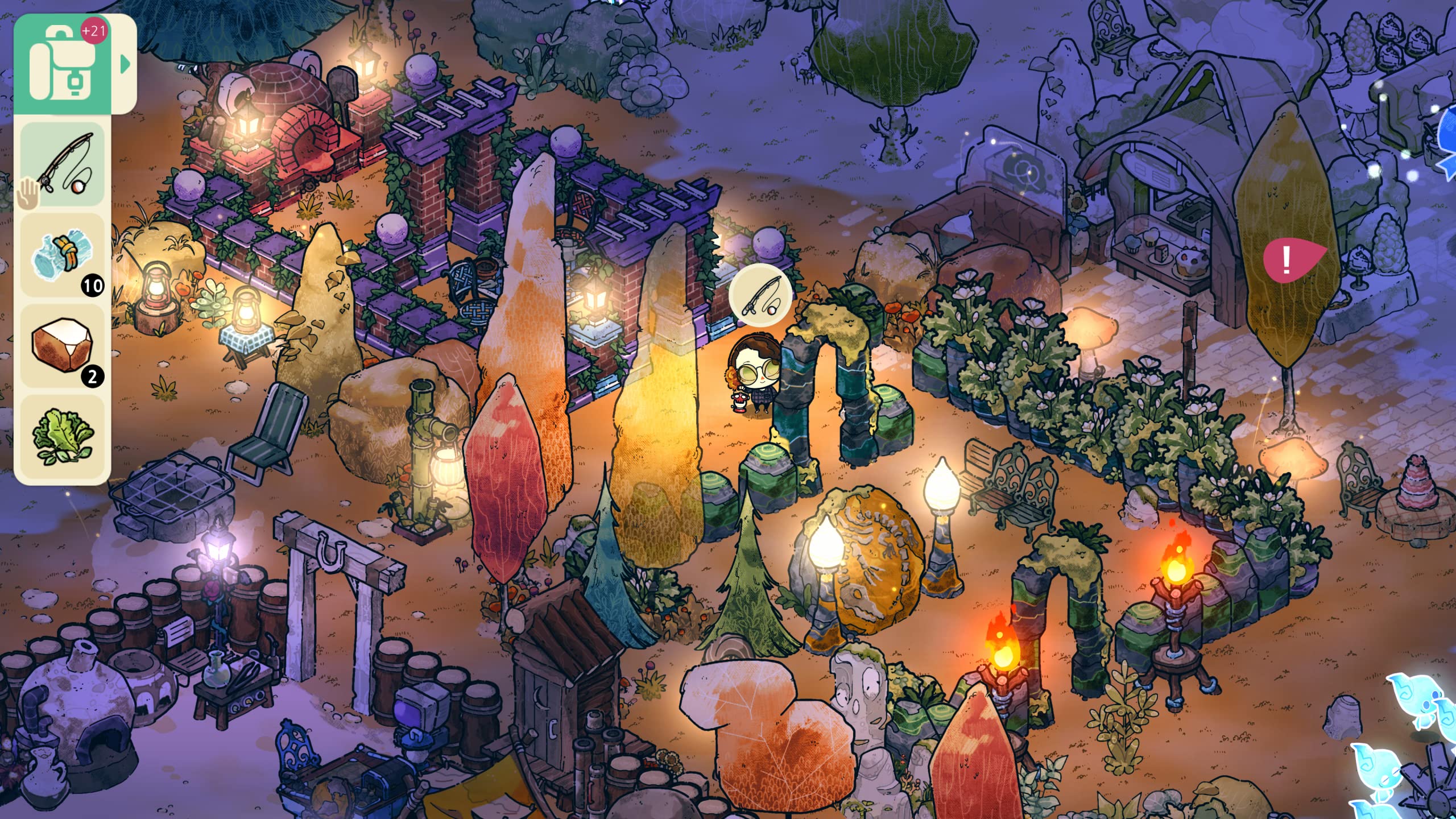 A screenshot of gameplay of the game Cozy Grove on Netflix.